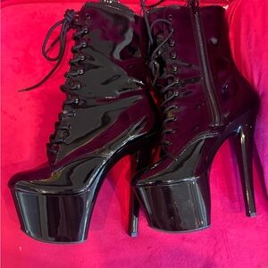 Pleaser Black Boots Size 8